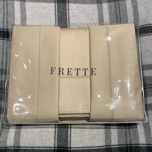 FRETTE MONZA QUEEN 4 PIECE SHEET SET SATEEN SAND BEIGE NEW WITH TAGS $700